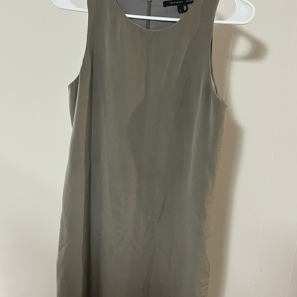 Theyskens' Theory Brown Sheath Midi Dress Crew Neck Sleeveless